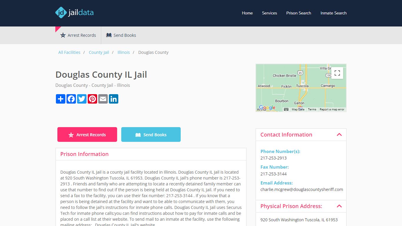 Douglas County IL Jail Inmate Search and Prisoner Info - Tuscola, IL
