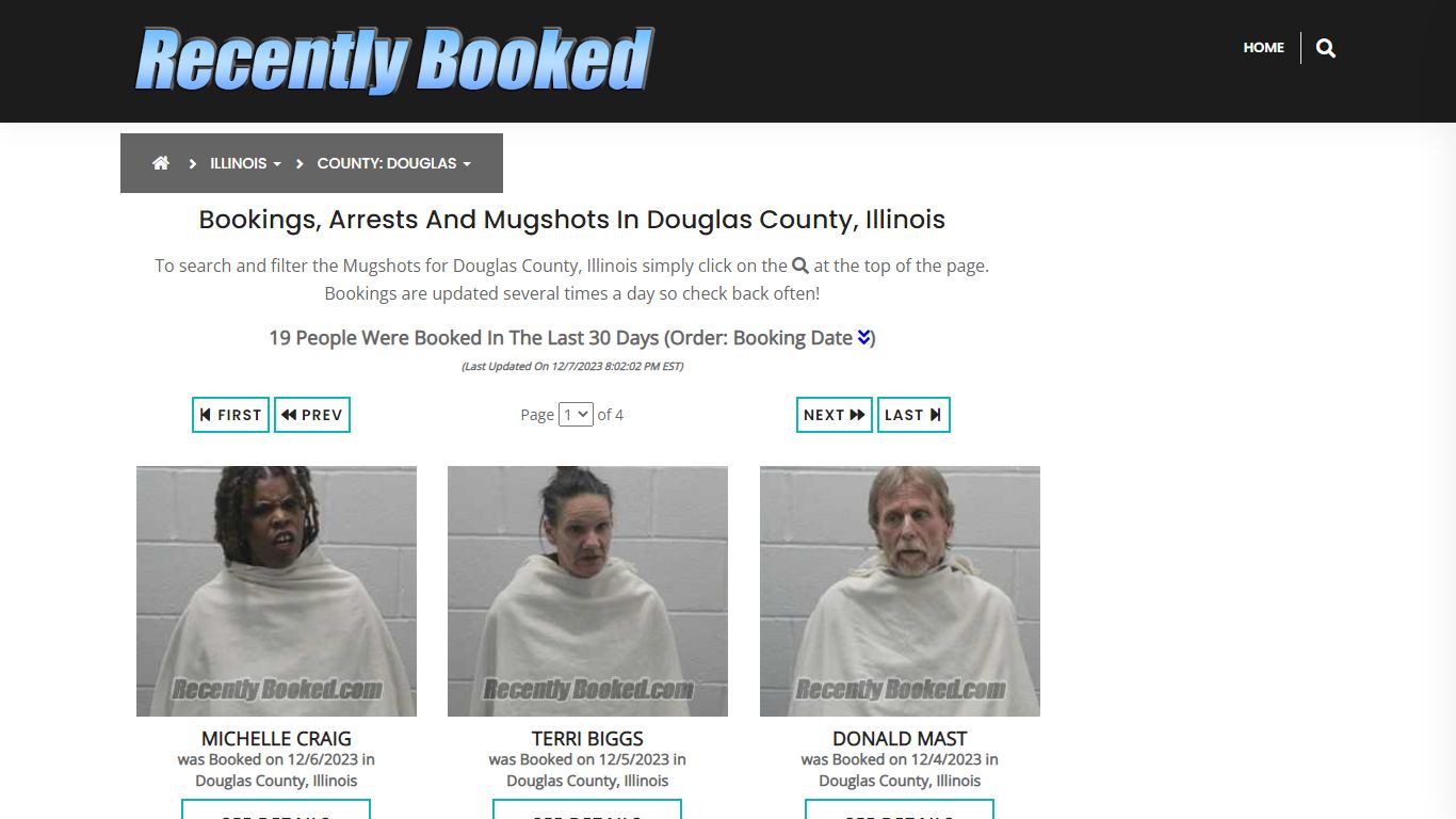 Recent bookings, Arrests, Mugshots in Douglas County, Illinois